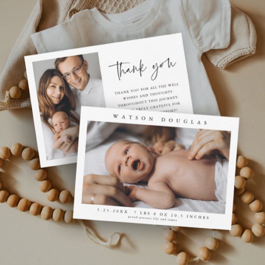 シンプルフォト生まれたばかりのベビーフォト誕生 案内状