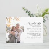 シンプルフォト結婚婚約パーティ招待状 招待状 (スタンド正面)