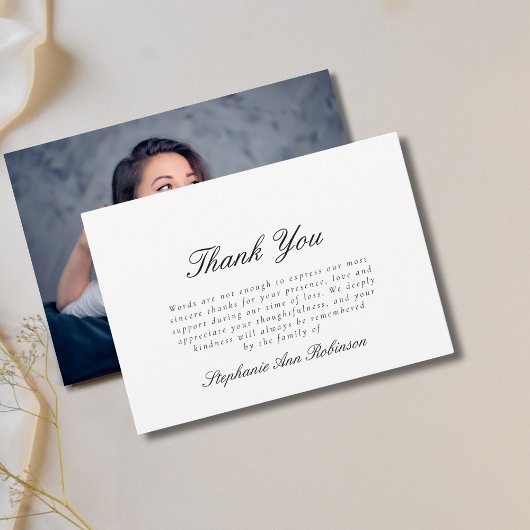 シンプルフォト葬儀悔やみや弔慰ありがとうございました サンキューカード