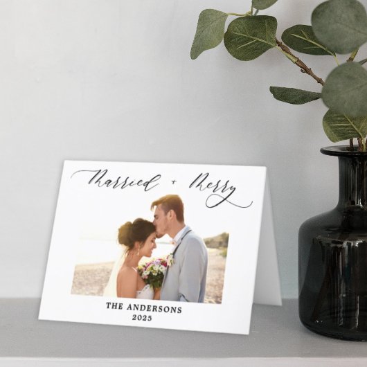 シンプルフォト 1st メリー＆マリードクリスマス サンキューカード