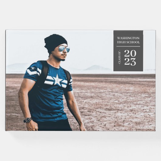 シンプルフォトTAB卒業グレーゲストブック ゲストブック (正面)