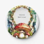 シンプルフォレストキノコ誕生日 ペーパープレート (正面)