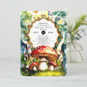 シンプルフォレストキノコ誕生日 招待状 (スタンド正面)