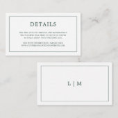 シンプルフォレストグリーンモノグラムエレガントな結婚式 エンクロージャーカード (正面/裏面)