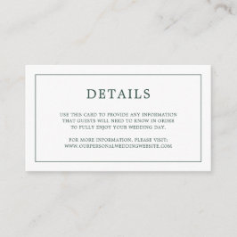 シンプルフォレストグリーンモノグラムエレガントな結婚式 エンクロージャーカード