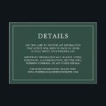 シンプルフォレストグリーンモノグラムエレガントな結婚式 エンクロージャーカード<br><div class="desc">シンプル薄い結婚詳細に囲まれたモダンデザインを備えたエレガントのエンクロージャカー縁どド。すべての文字は、森の緑の背景の上に白い。フォントと背景色は、の「クリック」ボタンで希望する色に変カスタマイズ更する。ミニマルスタイリッシュなカップルのためのシックで素晴らしデザイン。</div>