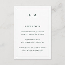 シンプルフォレストグリーンモノグラムエレガントな結婚式 エンクロージャーカード