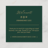 シンプルフォレストグリーン&金ゴールドありがとう スクエア名刺 (裏面)