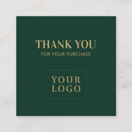 シンプルフォレストグリーン&金ゴールドありがとう スクエア名刺