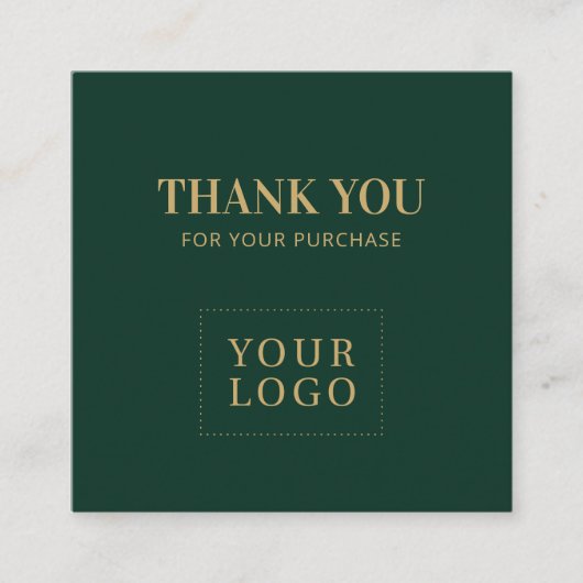 シンプルフォレストグリーン&金ゴールドありがとう スクエア名刺 (正面)