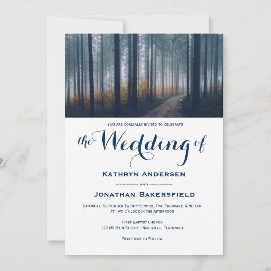シンプルフォレストツリーズ秋の結婚式招待状 招待状 (正面)