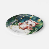 シンプルフォレストフクロウ誕生日 ペーパープレート (アングル)