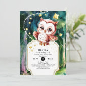 シンプルフォレストフクロウ誕生日 招待状 (スタンド正面)