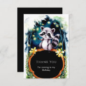 シンプルフォレストラクーン誕生日 サンキューカード (正面/裏面)