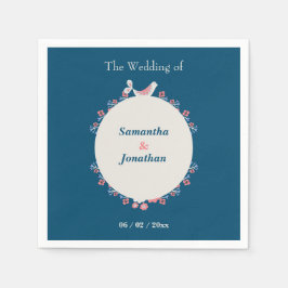 シンプルフォークモダンスタイルブルー結婚ズ スタンダードカクテルナプキン