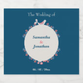 シンプルフォークモダンスタイルブルー結婚ズ スパークリングワインラベル (シングルラベル)