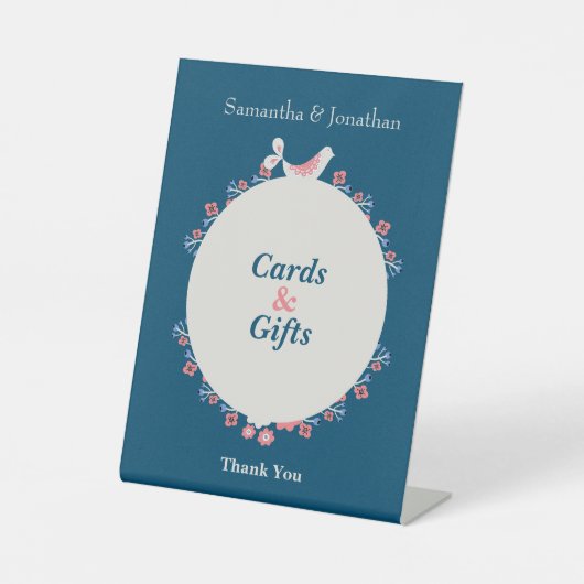 シンプルフォークモダンスタイルブルー結婚ズ 台座サイン (正面)