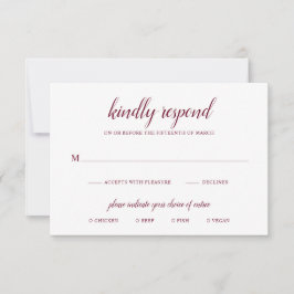 シンプルフォーマルエレガントMeal Burgundy結婚's 出欠カード