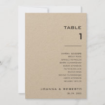 シンプルフォーマルクラフトテーブル番号1座席表