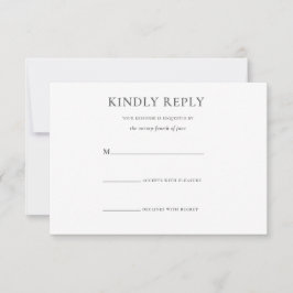 シンプルフォーマルスタイリッシュ白黒モノグラム結婚ズ 出欠カード