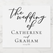 シンプルフォーマルブラックタイポグラフィモダン結婚ズ スパークリングワインラベル (シングルラベル)