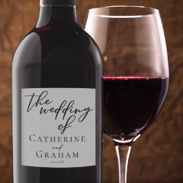 シンプルフォーマルブラックタイポグラフィモダン結婚ズ スパークリングワインラベル