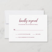 シンプルフォーマルブルゴーニュエレガントウェディング 出欠カード (正面)