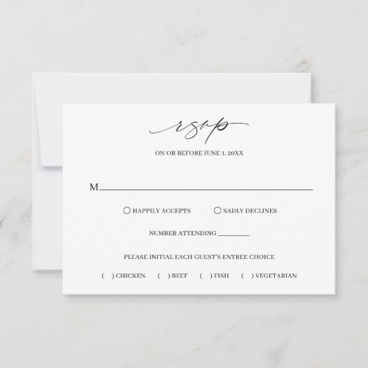 シンプルフォーマルミニマル伝統的クラシック 出欠カード (正面)