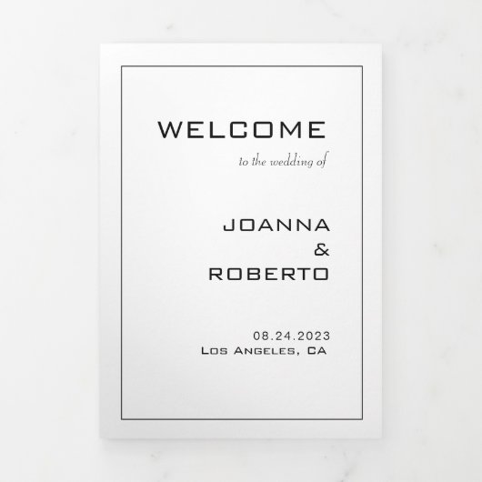 シンプルフォーマル三つ折結婚式 プログラム (カバー)