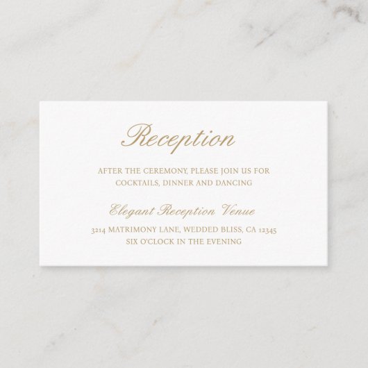 シンプルフォーマル伝統的エレガント結婚金ゴールド エンクロージャーカード (正面)