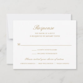 シンプルフォーマル伝統的エレガント結婚金ゴールド 出欠カード