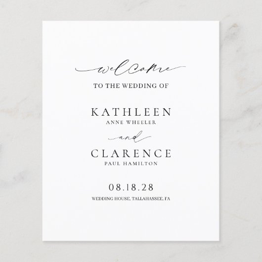 シンプルフォーマル伝統的クラシック結婚式 プログラム (正面)