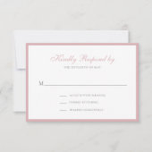シンプルフォーマル伝統的ピンクダスティバラ結婚ズ 出欠カード (正面)