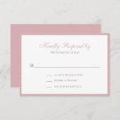 シンプルフォーマル伝統的ピンクダスティバラ結婚ズ 出欠カード (正面/裏面)