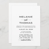 シンプルフォーマル書結婚のInvitati 招待状 (正面/裏面)