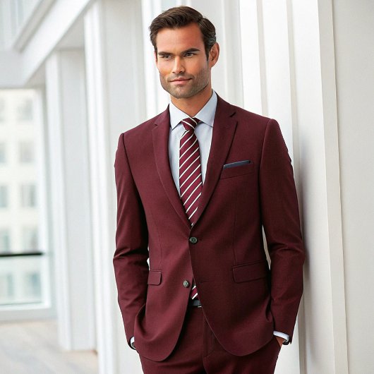 シンプルフォーマル赤と白ストライプ ネクタイ