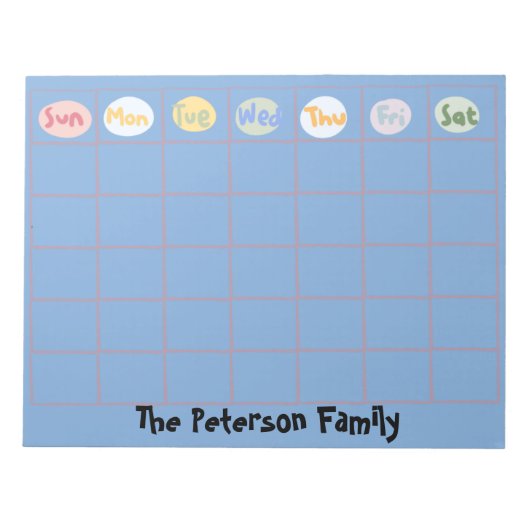 シンプルフファンキーァイカスタムルの週間カレンダー ノートパッド (正面)