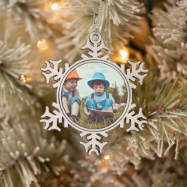 シンプルフミニマルォト文字  スノーフレークピューターオーナメント