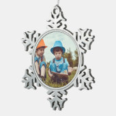 シンプルフミニマルォト文字  スノーフレークピューターオーナメント (右)