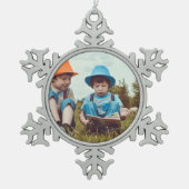 シンプルフミニマルォト文字  スノーフレークピューターオーナメント (正面)