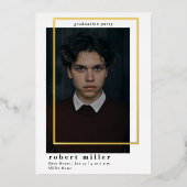 シンプルフモダンレーム卒業金ゴールド撮影 箔招待状 (正面)