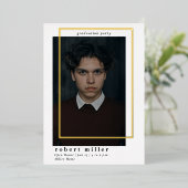 シンプルフモダンレーム卒業金ゴールド撮影 箔招待状 (立ち正面)