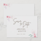 シンプルフラワーエレガントな結婚式の日付を保存 (正面/裏面)