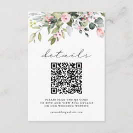 シンプルフラワーユーカリの葉QRコード結婚式 エンクロージャーカード