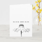 シンプルフラワーラインスケッチ カード (黄色い花)