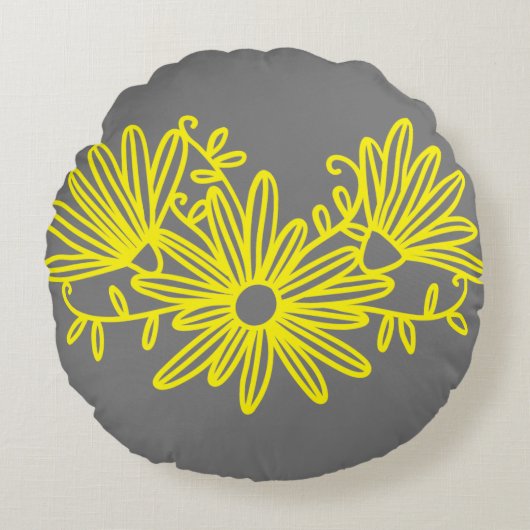 シンプルフラワーライン ラウンドクッション (正面)