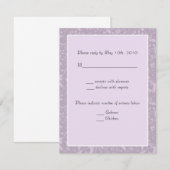 シンプルフラワーラベンダー結婚式RSVPメモ 出欠カード (正面/裏面)