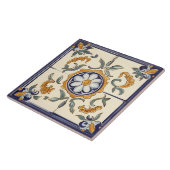 シンプルフラワー地中海のブルークリームフローラ タイル (側面)