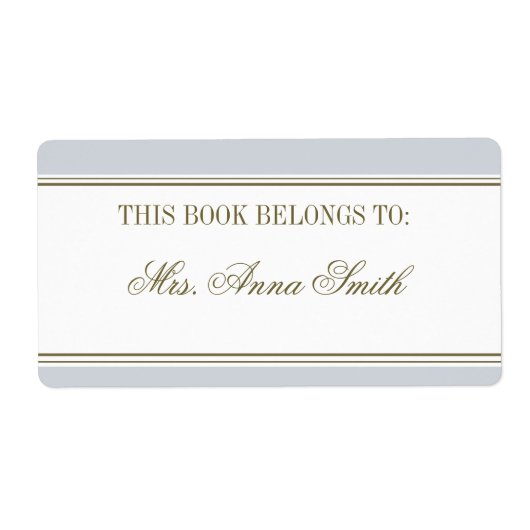 シンプルフランスのストライプ蔵書票 ラベル (正面)