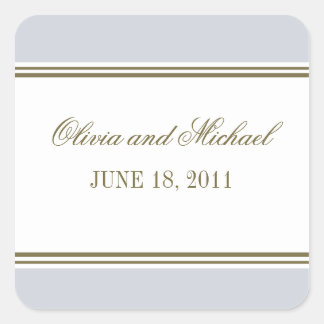 シンプルフランスのストライプ青ステッカー スクエアシール